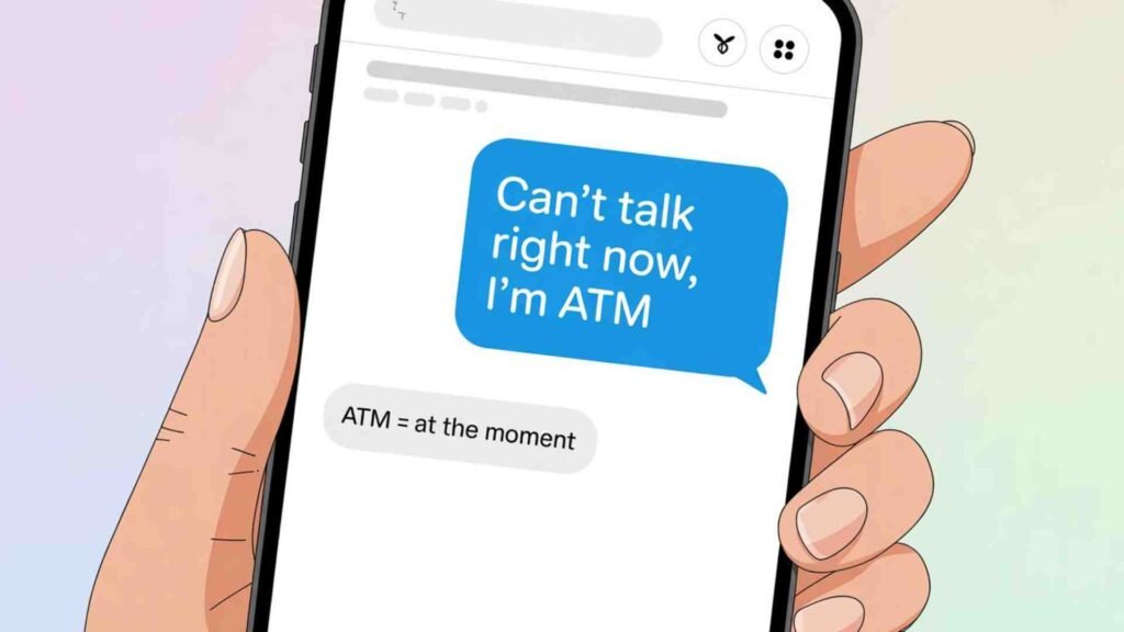 Examples of atm mean in text in Conversation 