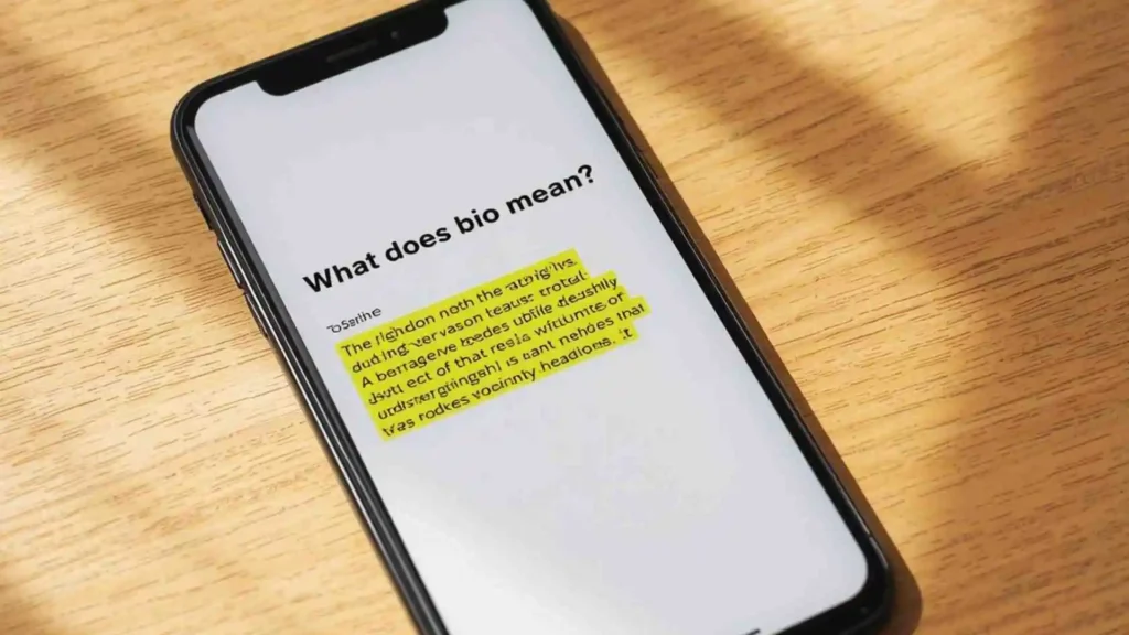 Examples of what does bio mean in text in Conversation